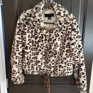 Faux Fur Leopard Print Jacket